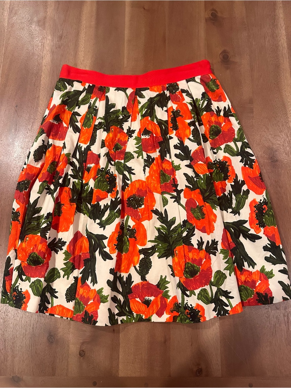 Milly Floral A-Line Skirt in Orange, Green and White
